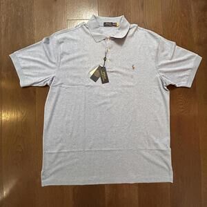 New Polo Ralph Lauren Men's Light Blue Cotton Polo Shirt Size 2XLT